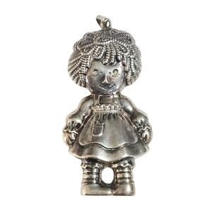 Vintage 1975 Raggedy Ann Sterling Silver Commemorative Pendant